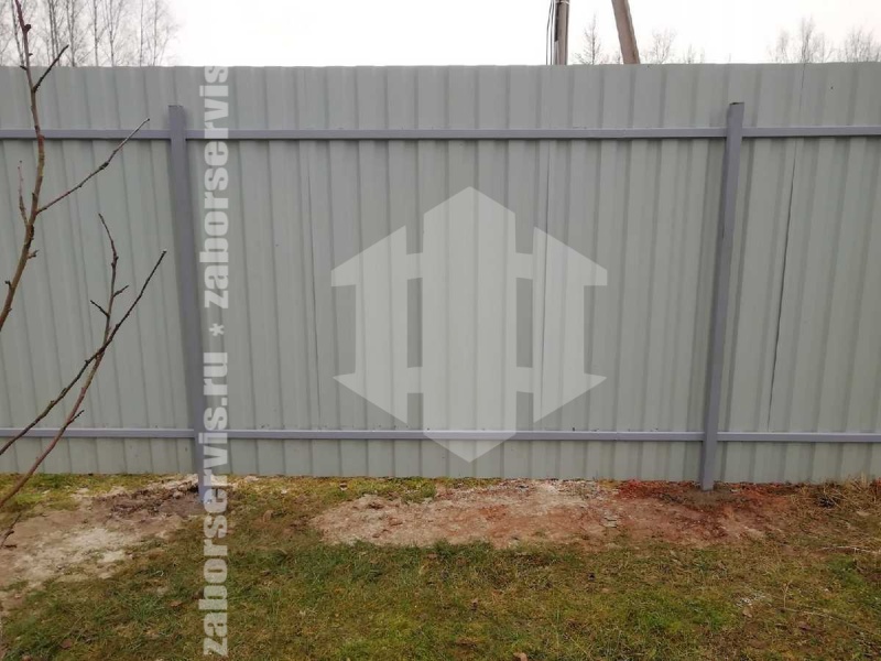 Забор из профнастила с бетонированием столбов 16 соток