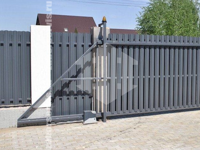 Ворота откатные автоматические с пультом из штакетника