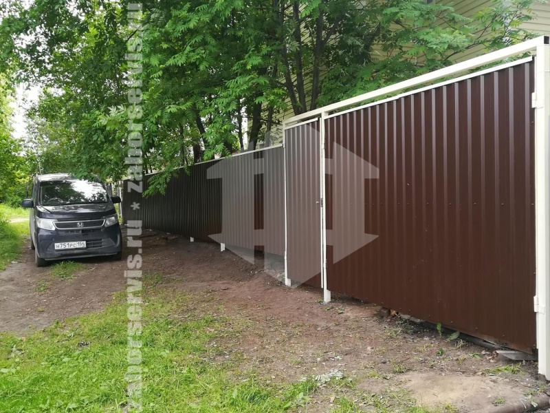 Забор из профнастила с бетонированием столбов 35 метров