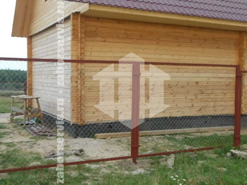 Забор из сетки рабицы в натяг секционный 12 соток