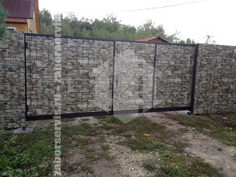 Забор из профнастила под камень 57 метров