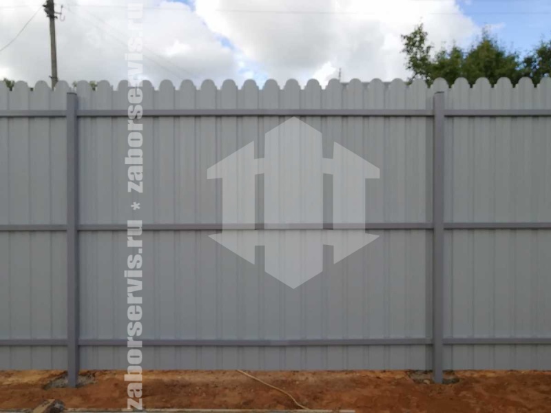 Забор из профнастила с бетонированием столбов 14 соток