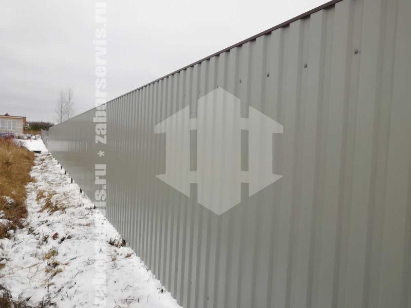 Забор из профнастила с бетонированием столбов 75 метров