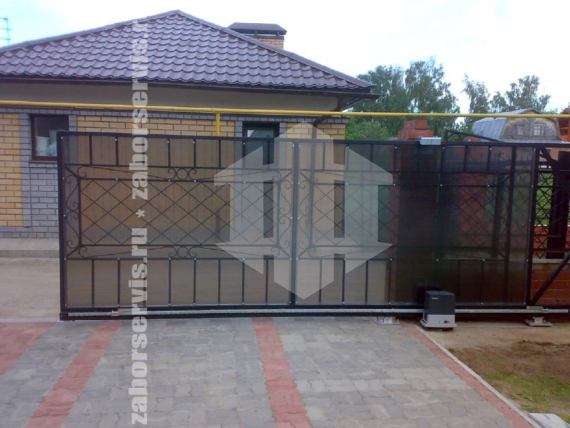 Откатные автоматические ворота из поликарбоната