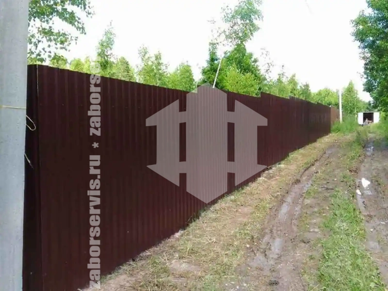 Забор из профнастила с воротам 59 метров